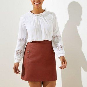 LOFT Faux Leather Pocket Skirt in Rust